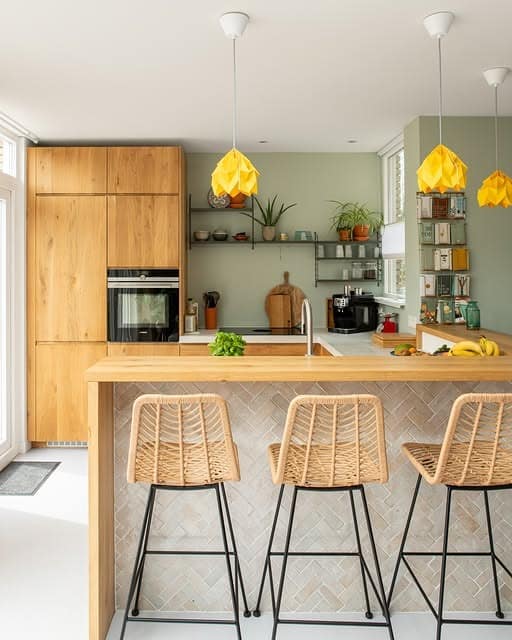 13. Scandinavian Corner Kitchen With Sage Green Accents - corner kitchen ideas