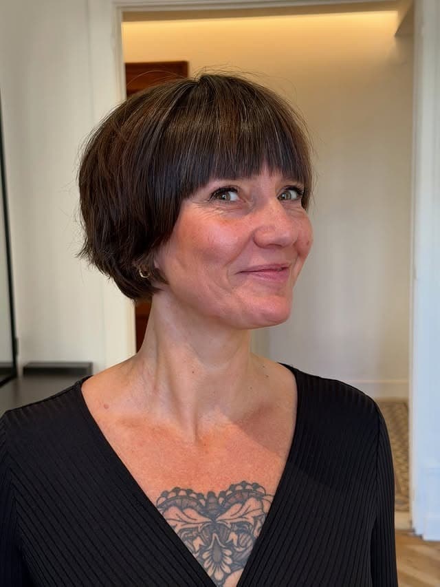 1. Rounded French Bob with Deep Espresso Brown - Short Wispy Haircuts