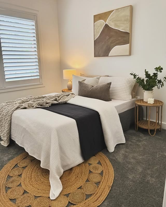 3. Minimal Earthy Bedroom with Warm Taupe Styling - earthy bedroom ideas