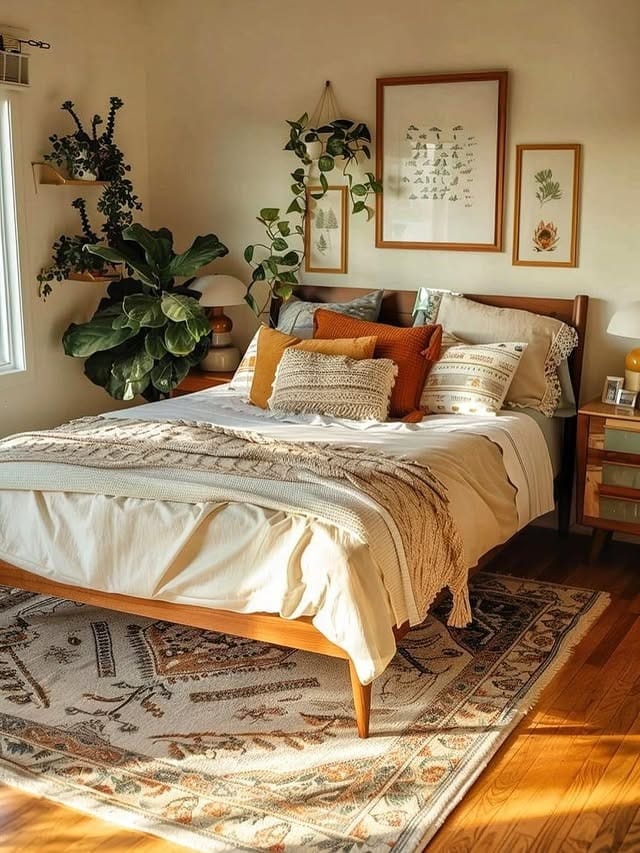 5. Vintage Earthy Bedroom with Botanical Decor - earthy bedroom ideas