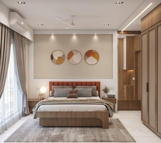 13. Modern Beige Bedroom with Terracotta Accent Details - earthy bedroom ideas