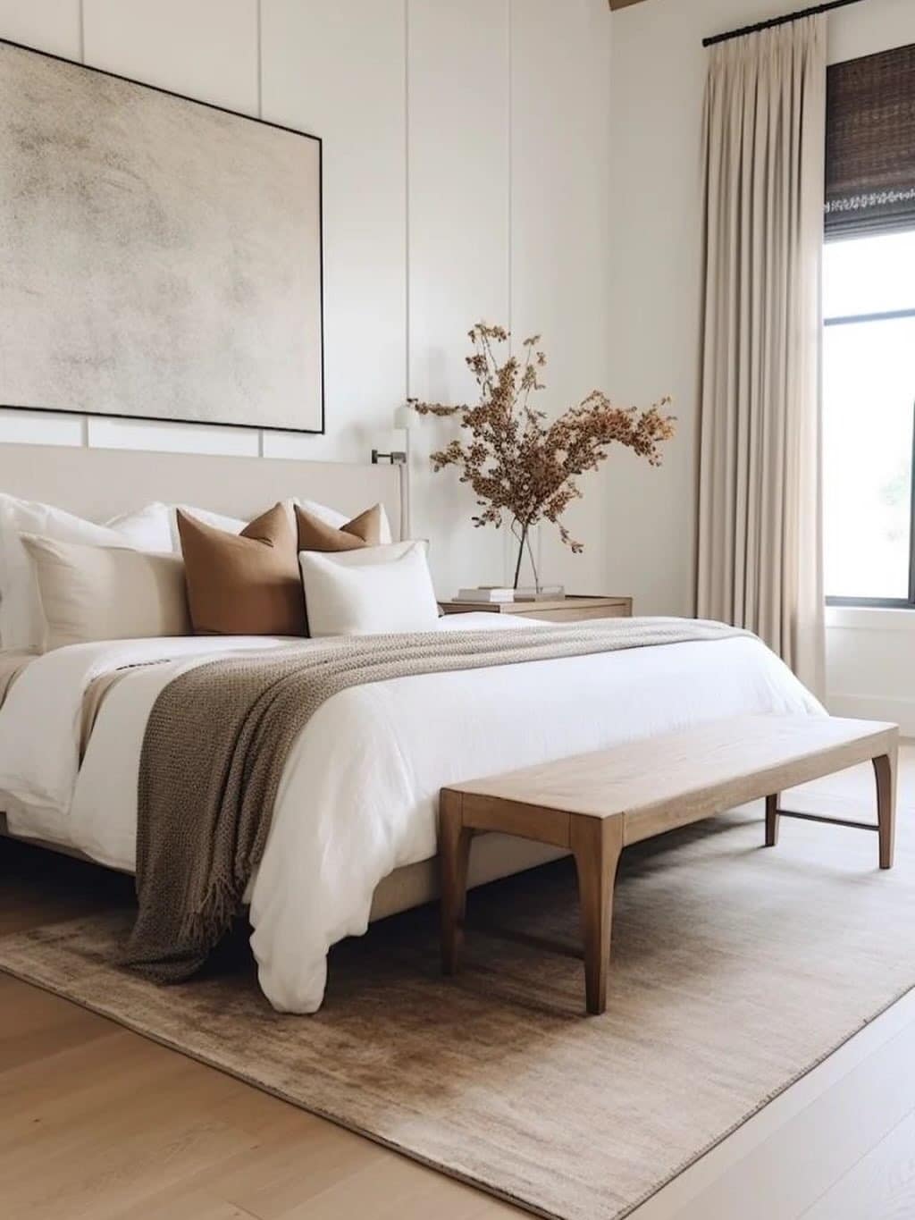19. Minimal Earth-Tone Bedroom with Cream and Taupe Styling - earthy bedroom ideas