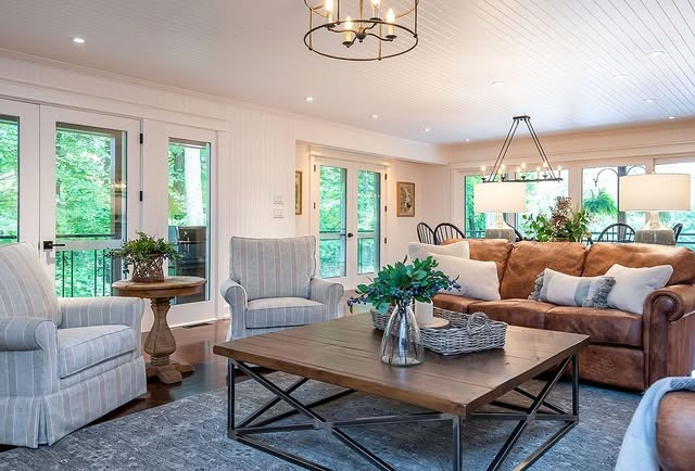 20. Modern Farmhouse Cottage Living Room in Soft Brown and White - cottage living room ideas
