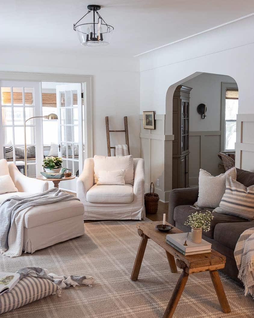 21. Soft Beige Cottage Living Room with Layered Neutrals - cottage living room ideas