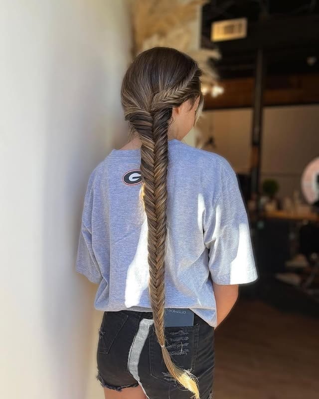 8. Long Ash Brown Classic Fishtail Braid - Fishtail Braid Hairstyles