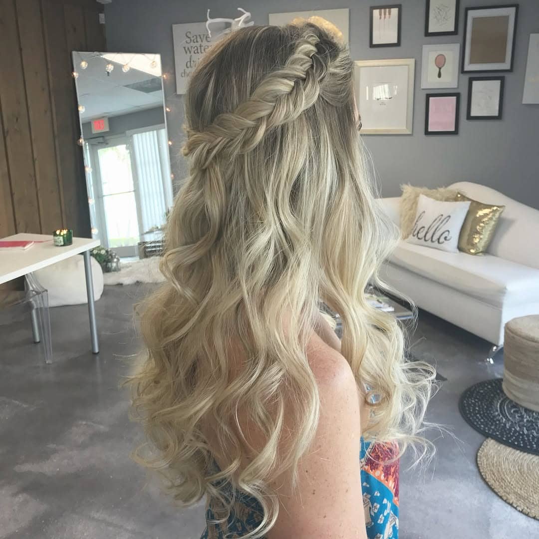9. Platinum Blonde Crown Fishtail Waves - Fishtail Braid Hairstyles