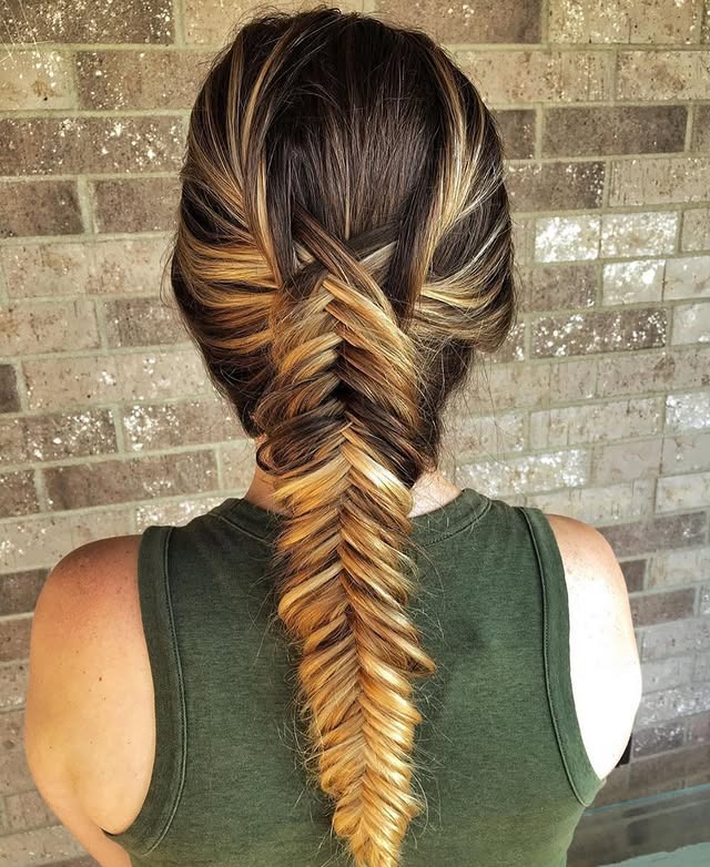 1. Caramel Balayage Fishtail Braid - Fishtail Braid Hairstyles