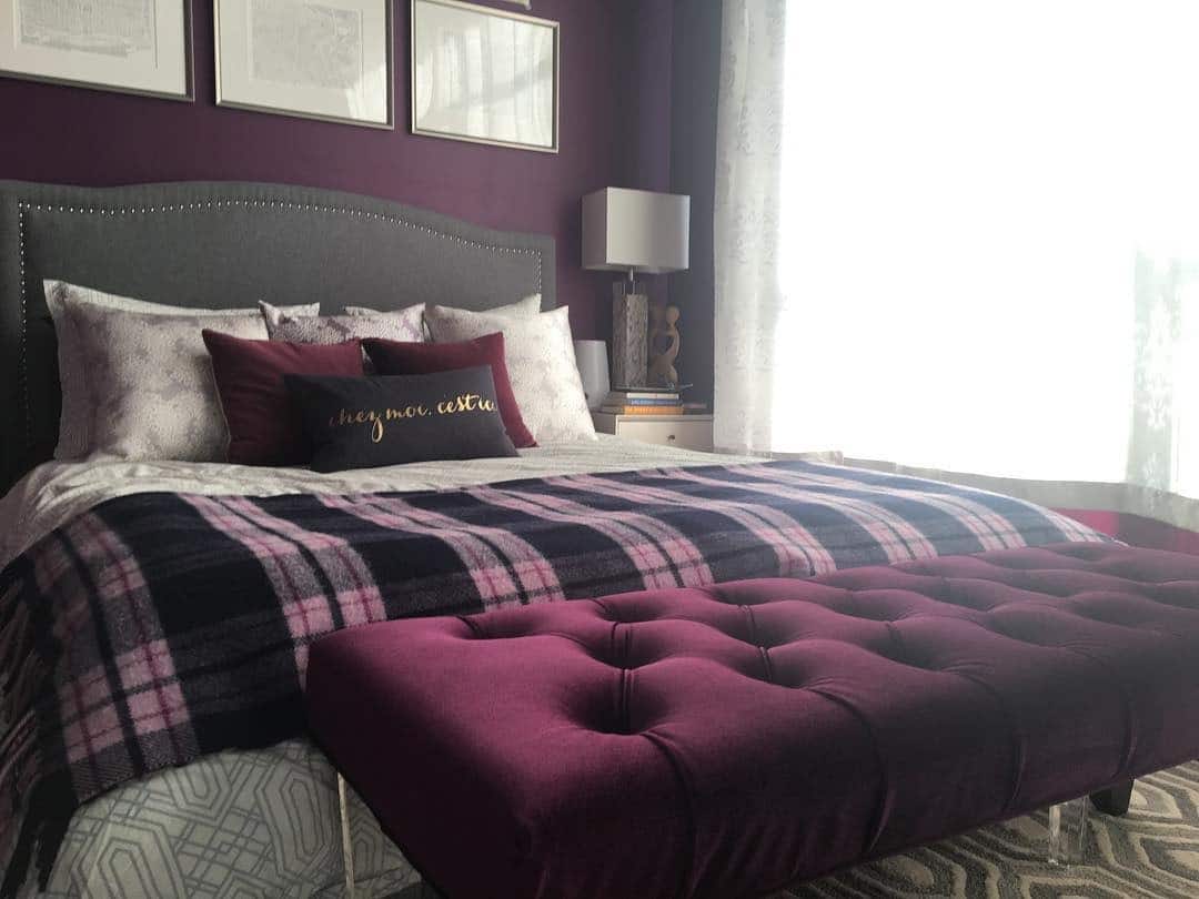 1. Moody Plum and Charcoal Bedroom Retreat - purple and gray bedroom ideas