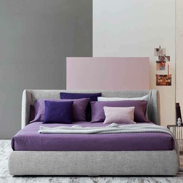 3. Soft Lavender and Gray Minimalist Bedroom - purple and gray bedroom ideas