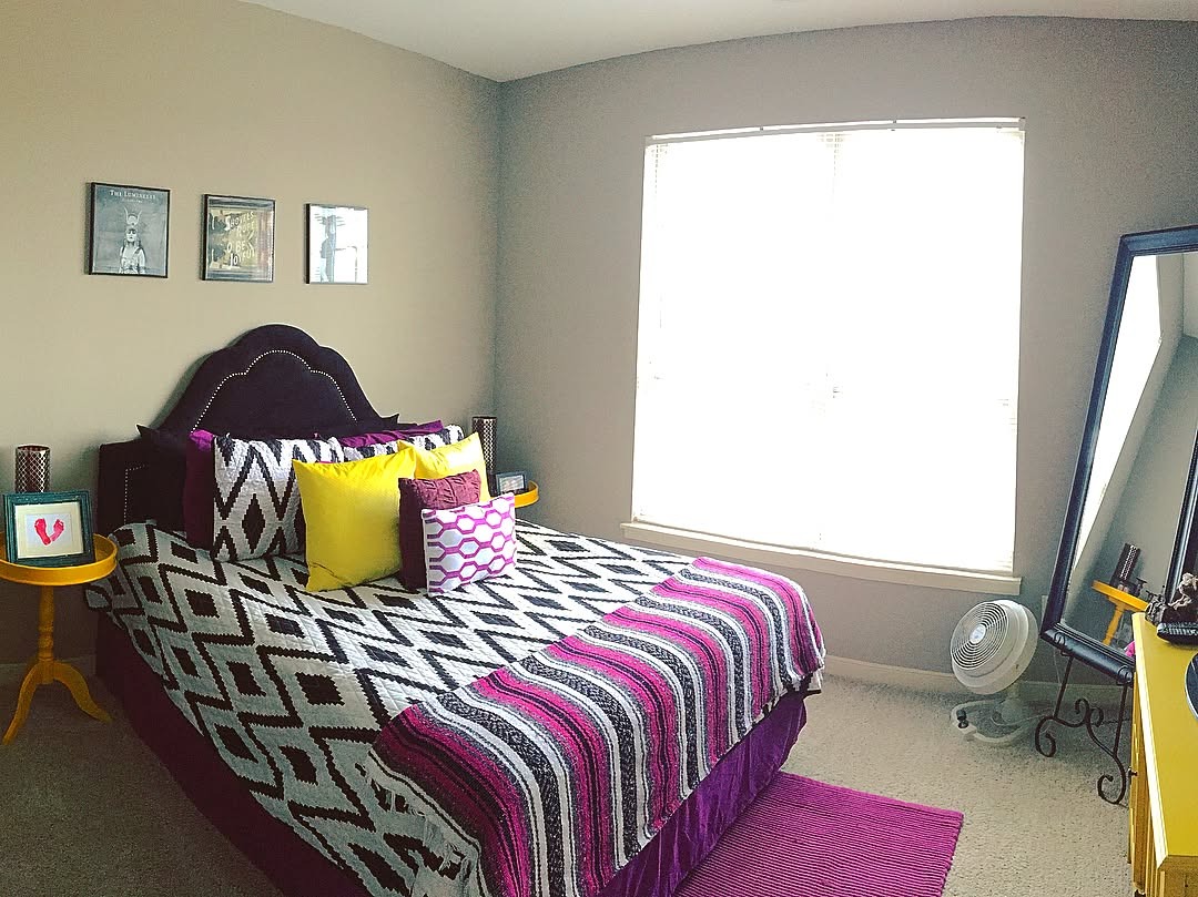 9. Bold Purple and Gray Teen Bedroom Idea - purple and gray bedroom ideas