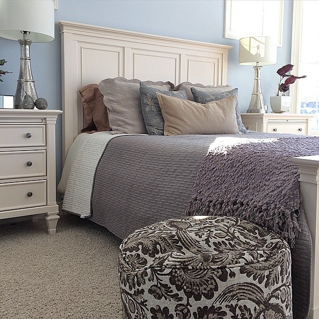 12. Soft Lavender and Gray Traditional Bedroom - purple and gray bedroom ideas