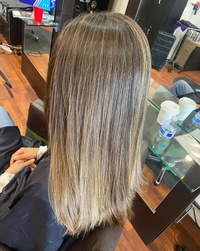 6. Cool Ash Blonde Straight Layers - Long Textured Layers