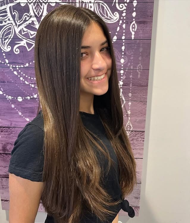 13. Espresso Brown Sleek Layered Cut - Long Textured Layers