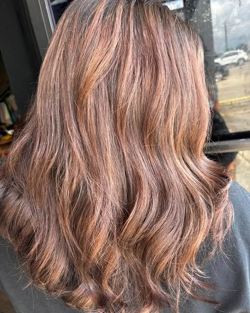 15. Smoky Rose Brown Textured Waves - Long Textured Layers