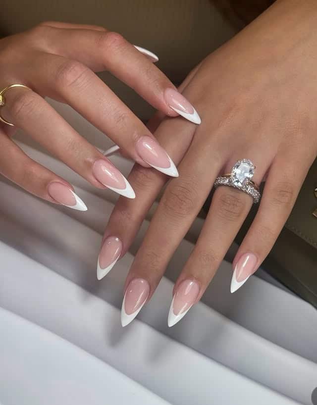 4. Milky White French Almond Nails - french nail ideas