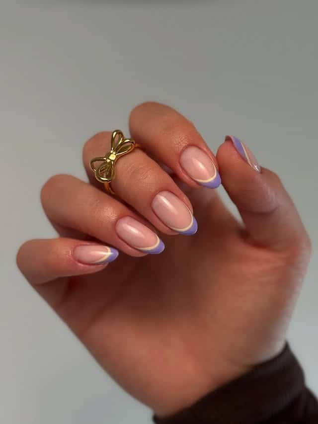 10. Lavender Double French Almond Nails - french nail ideas