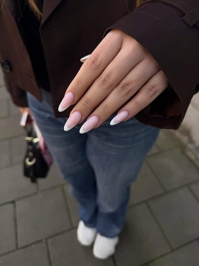12. White French Almond Nails - french nail ideas