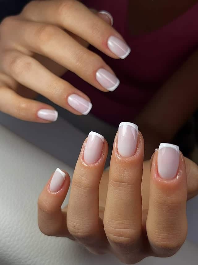 16. Classic White French Square Nails - french nail ideas