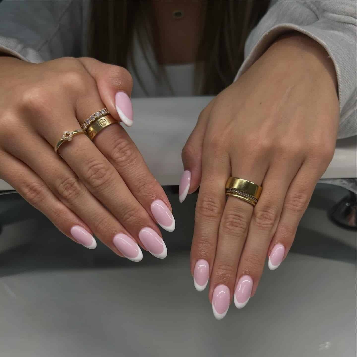 17. Blush Pink French Almond Nails - french nail ideas