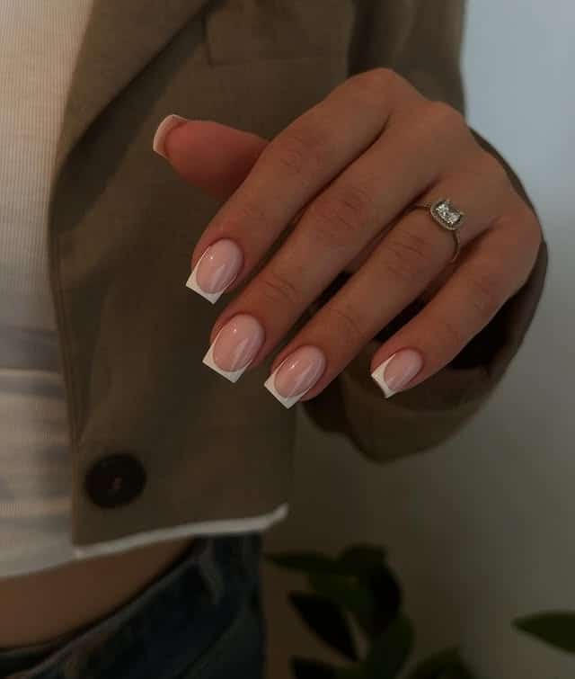 19. Nude Pink French Square Nails - french nail ideas