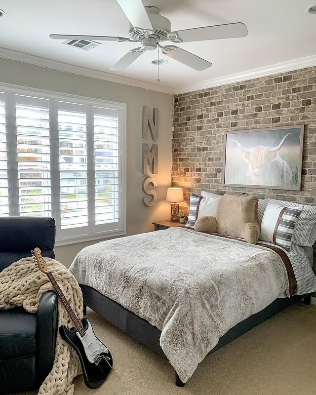5. Soft Rustic Industrial Bedroom in Cream and Stone - industrial bedroom ideas