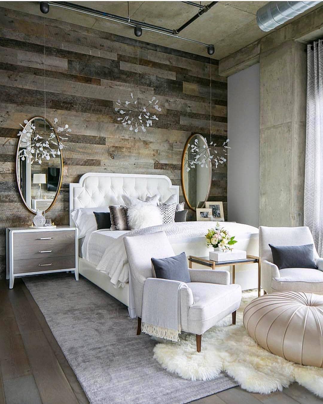 7. Contemporary Industrial Bedroom with Mixed Materials - industrial bedroom ideas