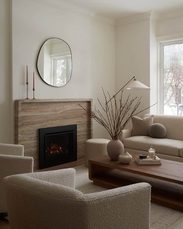 20. Minimal Cream Moody Living Room with Soft Modern Style - moody living room ideas