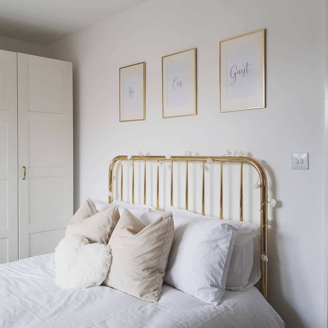 4. Minimal White and Gold Guest Bedroom - white and gold bedroom ideas