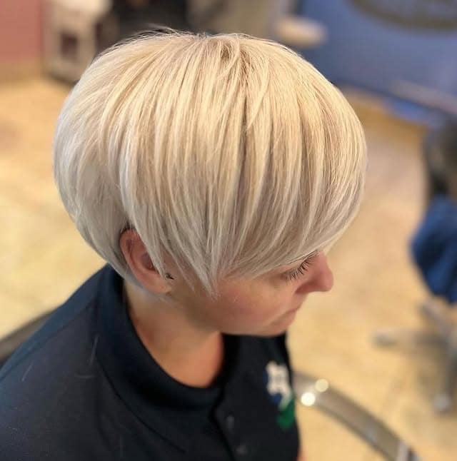 5. Icy Platinum Feathered Long Pixie - Long Pixie Haircuts