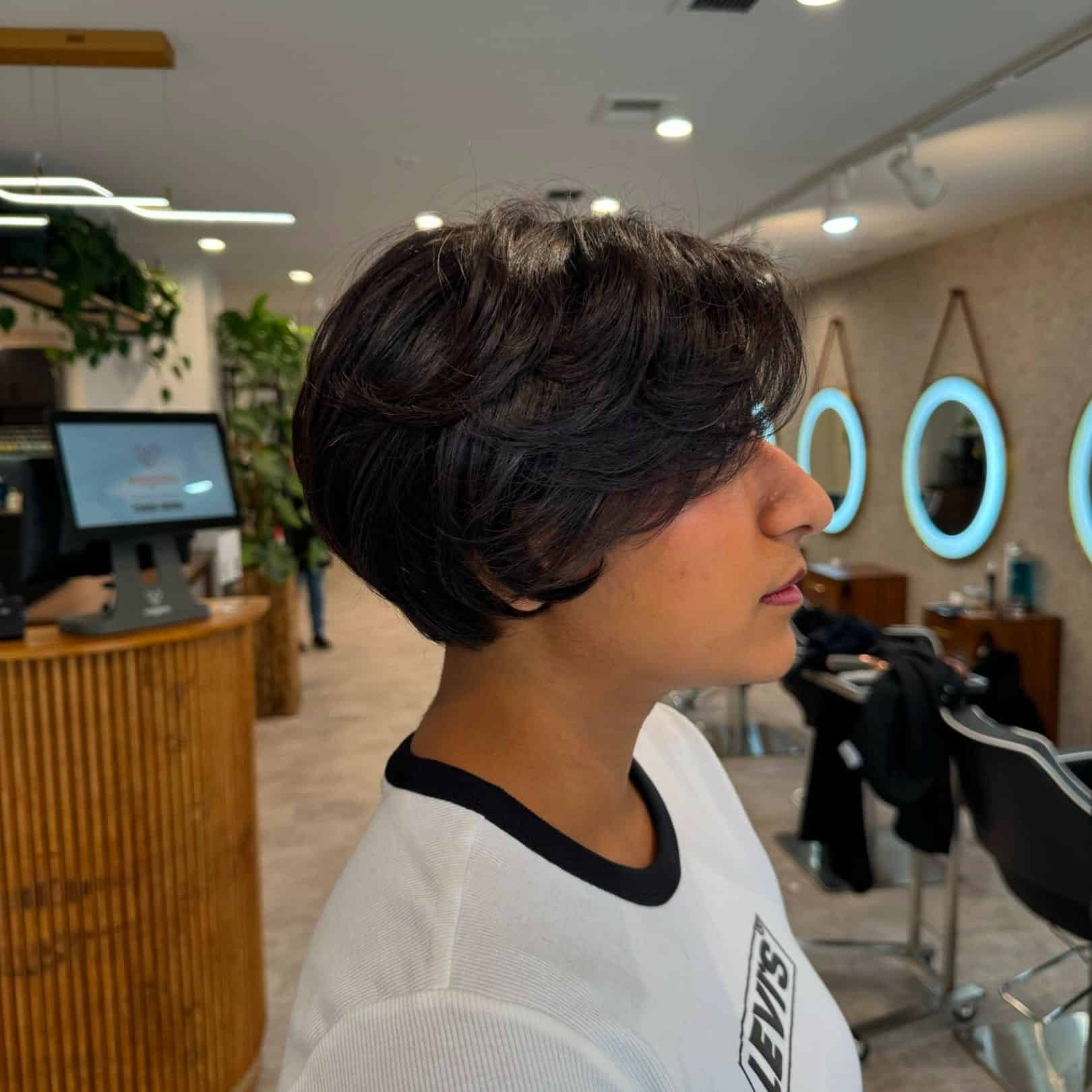 7. Brunette Volumized Long Pixie - Long Pixie Haircuts