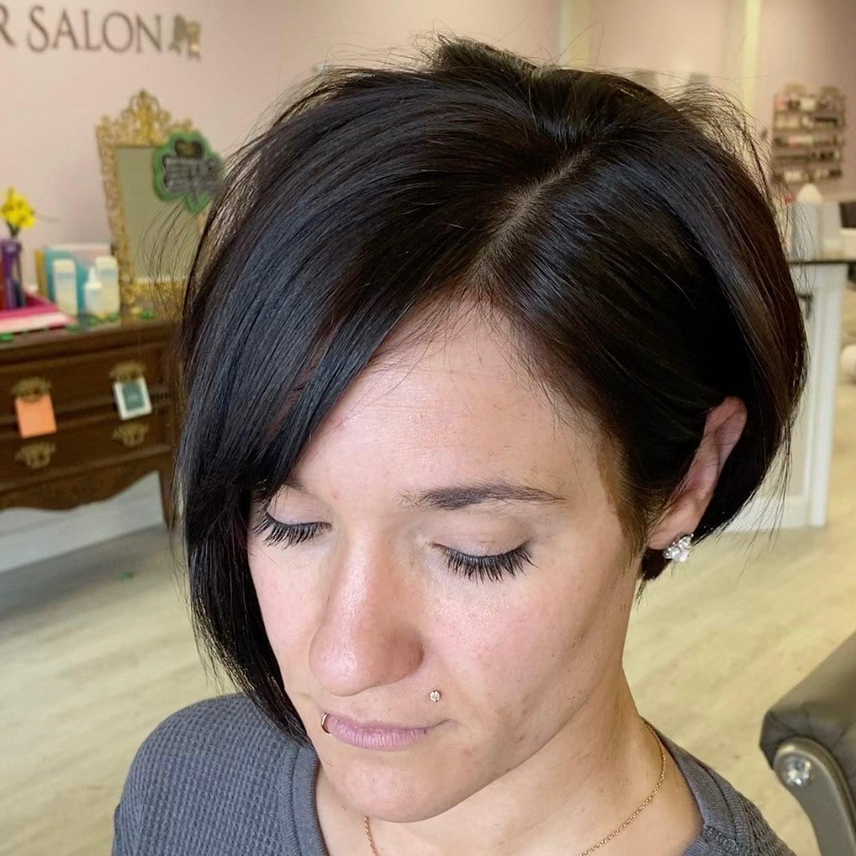 11. Sleek Espresso Long Pixie Bob - Long Pixie Haircuts