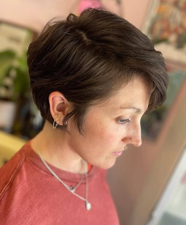 17. Rich Brunette Textured Pixie - Long Pixie Haircuts