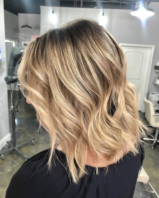 9. Sandy Blonde Textured Lob - Shoulder Length Lob
