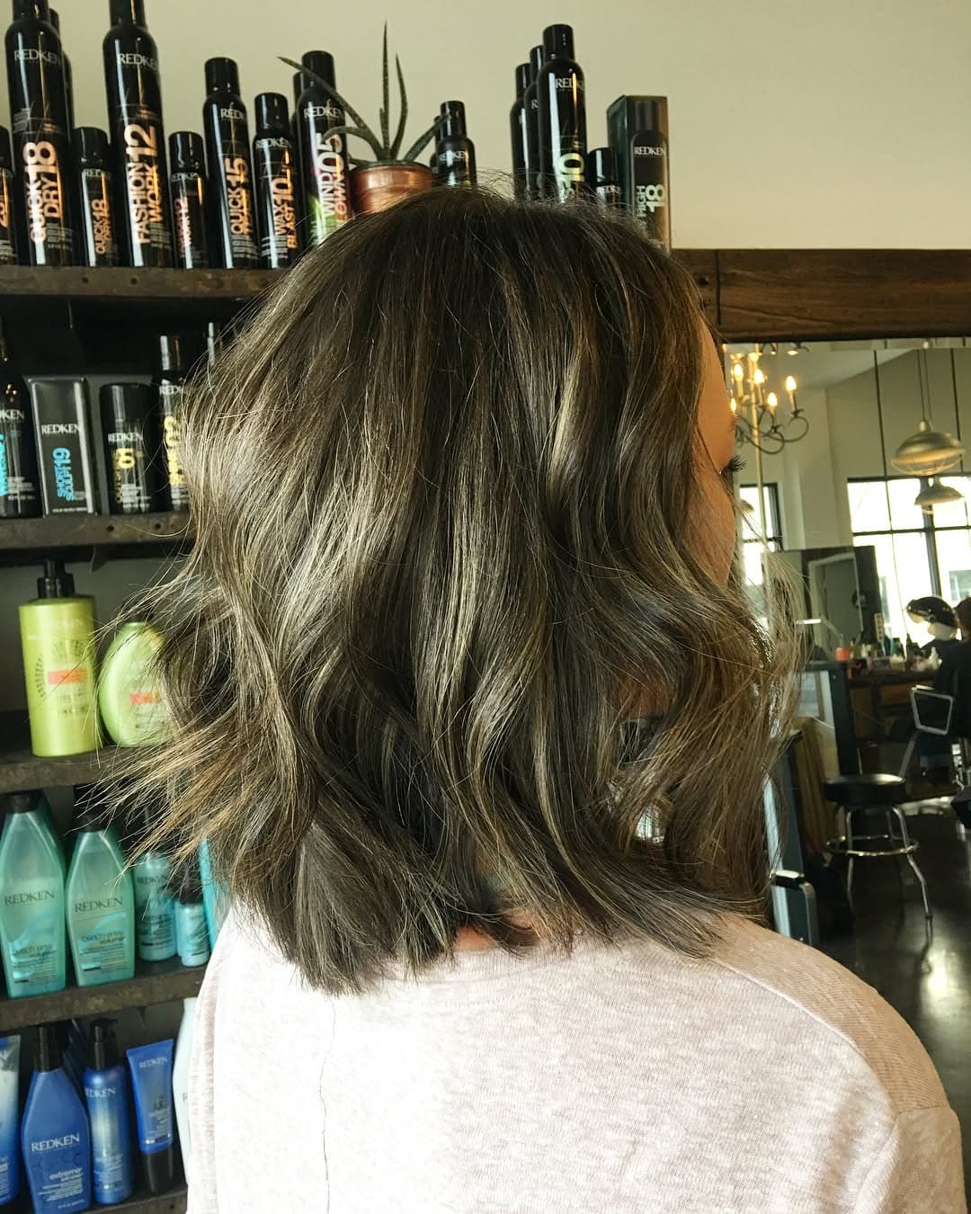 10. Smoky Brunette Dimensional Lob - Shoulder Length Lob