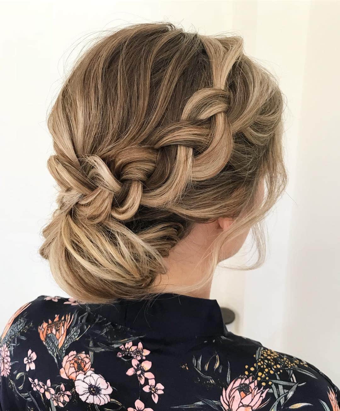 15. Braided Blonde Updo Lob - Shoulder Length Lob