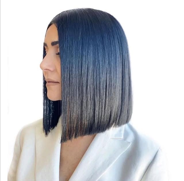 19. Precision Jet Black Blunt Lob - Shoulder Length Lob