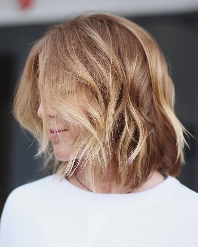 22. Sandy Blonde Tousled Lob - Shoulder Length Lob