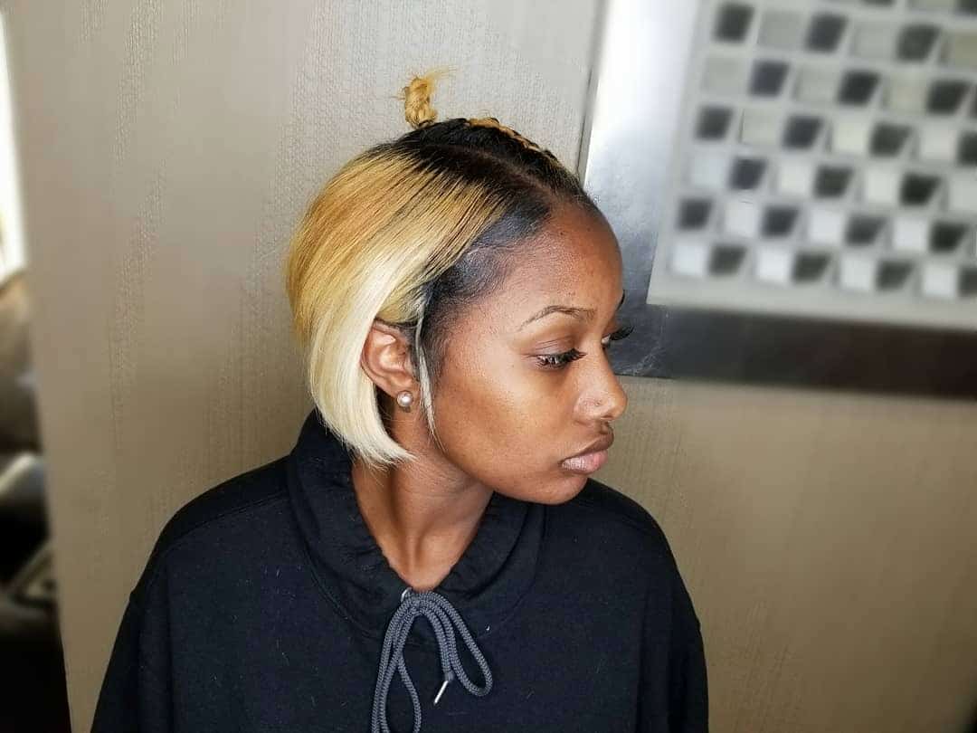 6. Sleek Blunt Bob in Blonde with Shadow Roots - Short Layered Wispy Haircuts