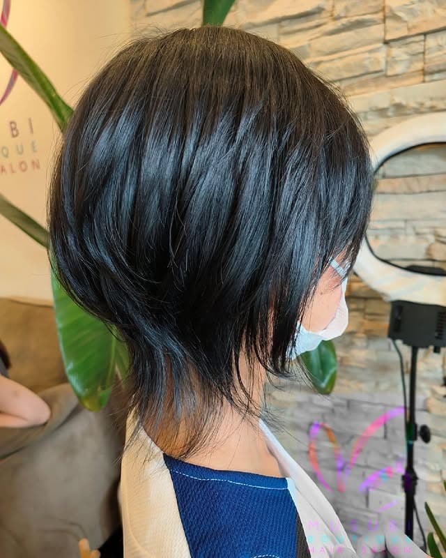 12. Tapered Wispy Bob in Jet Black - Short Layered Wispy Haircuts