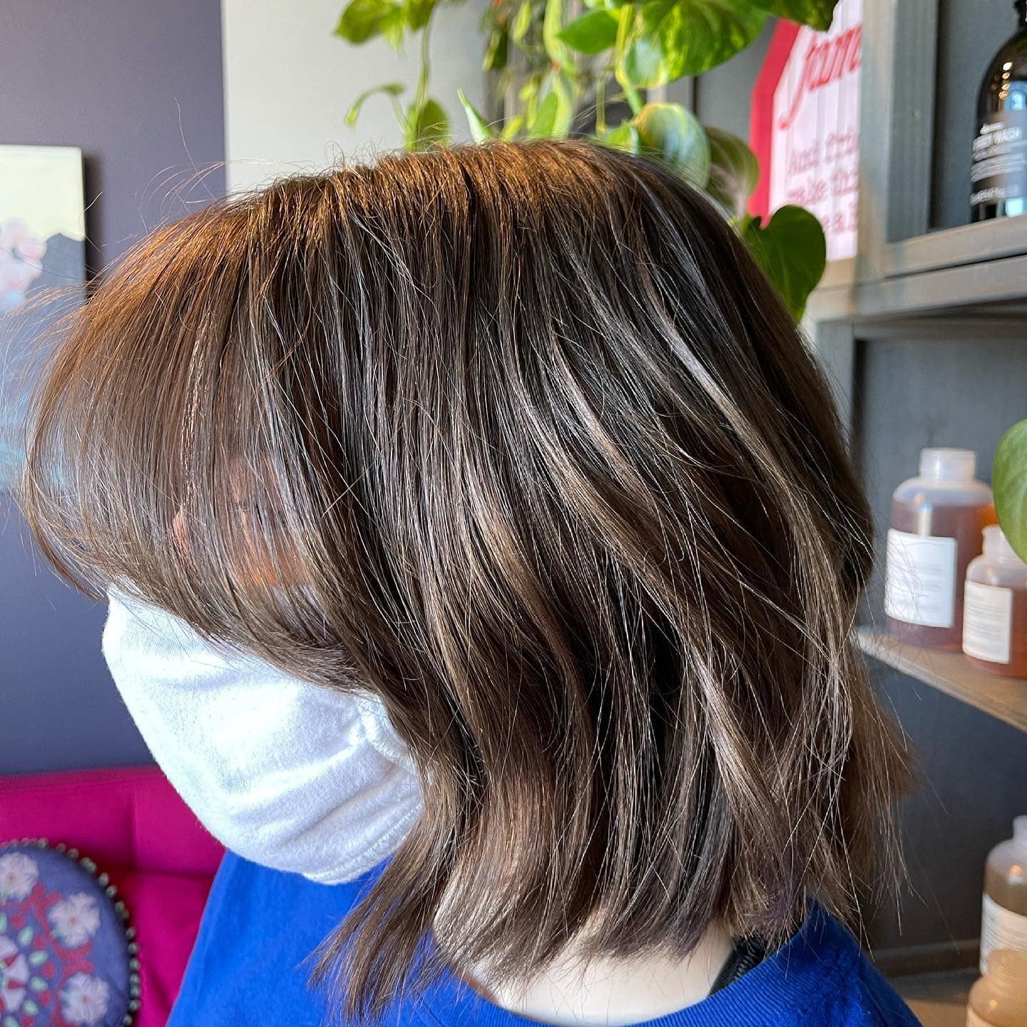 14. Soft Layered Lob in Mushroom Brown Balayage - Short Layered Wispy Haircuts