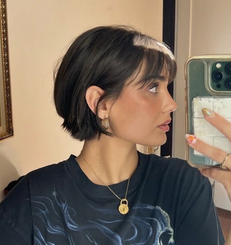 17. Classic French Bob in Natural Black - Short Layered Wispy Haircuts
