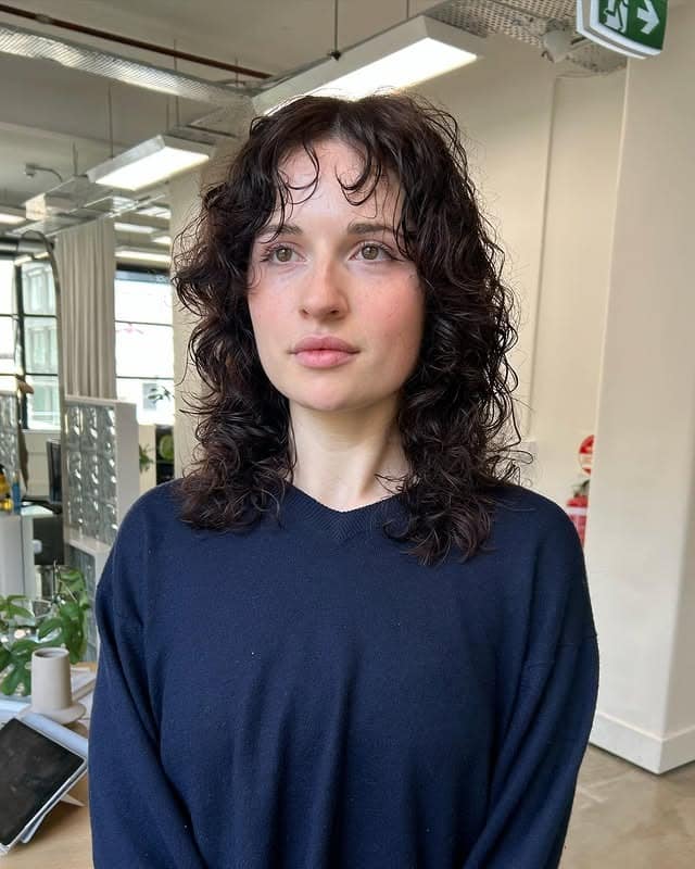 18. Curly Shag Cut in Dark Chocolate Brown - Short Layered Wispy Haircuts