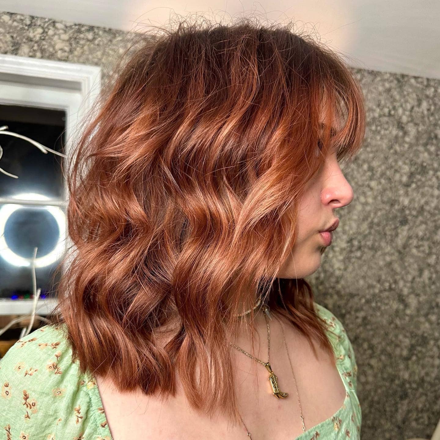 19. Wavy Textured Lob in Cinnamon Copper - Short Layered Wispy Haircuts