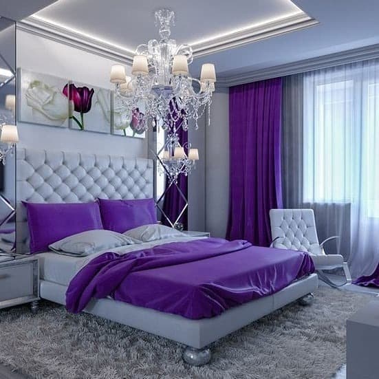 5. Glam Purple and Silver Bedroom Idea - purple bedroom ideas