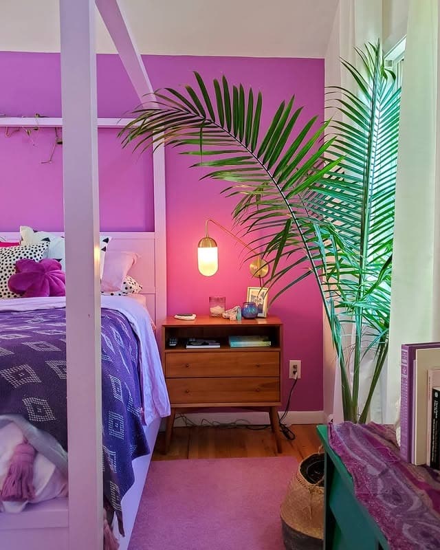 10. Bright Pink and Purple Bedroom Corner - purple bedroom ideas