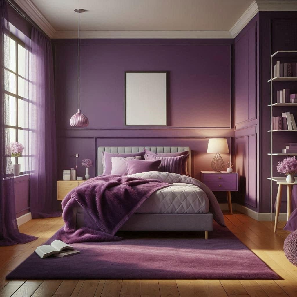 15. Deep Purple Cozy Bedroom Retreat - purple bedroom ideas