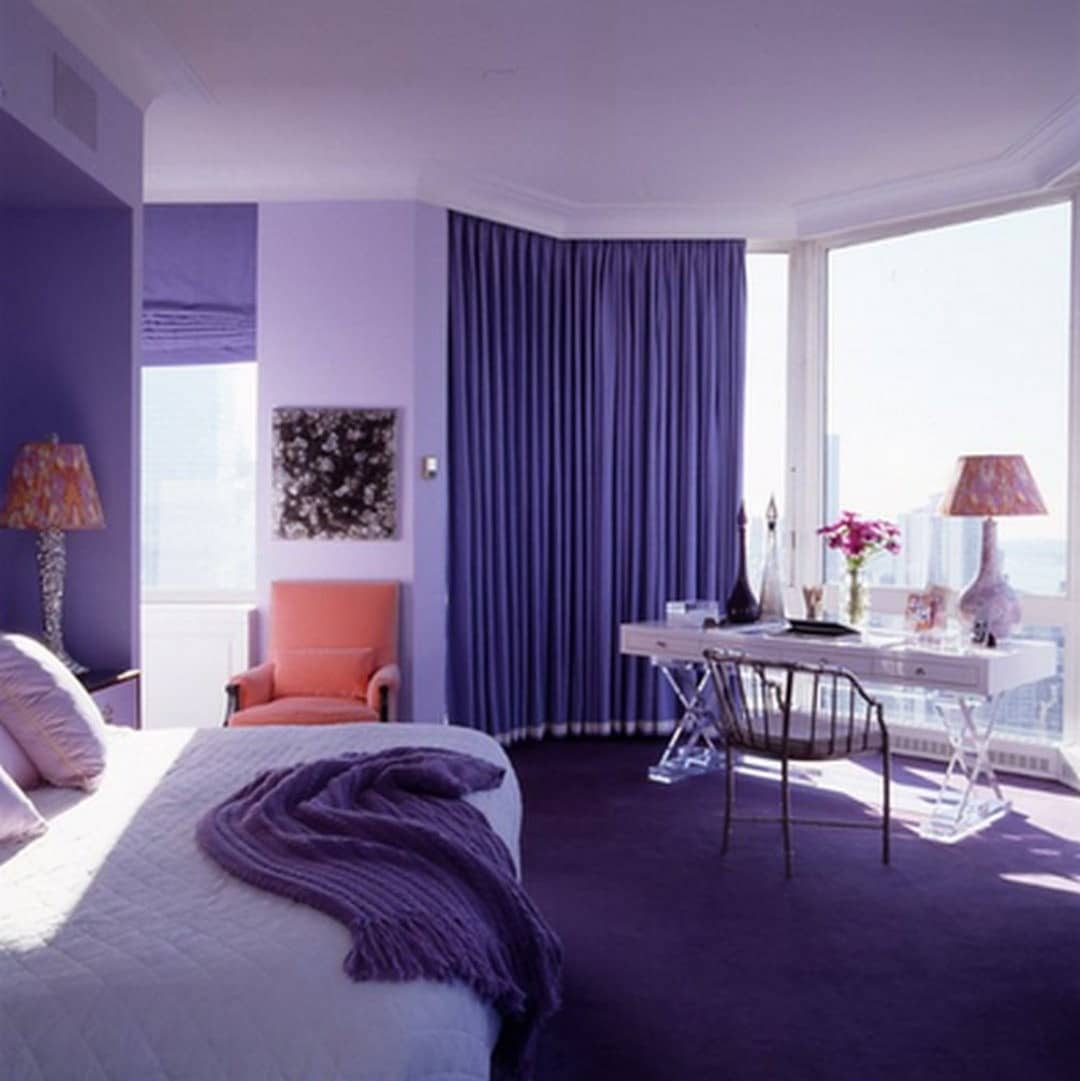 17. Soft Lavender Minimalist Bedroom - purple bedroom ideas