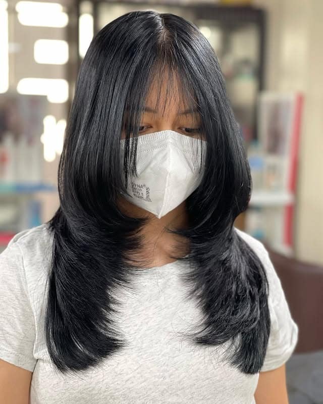 22. Sleek Feather Cut with Jet Black Shine - Feather Haircuts For Women