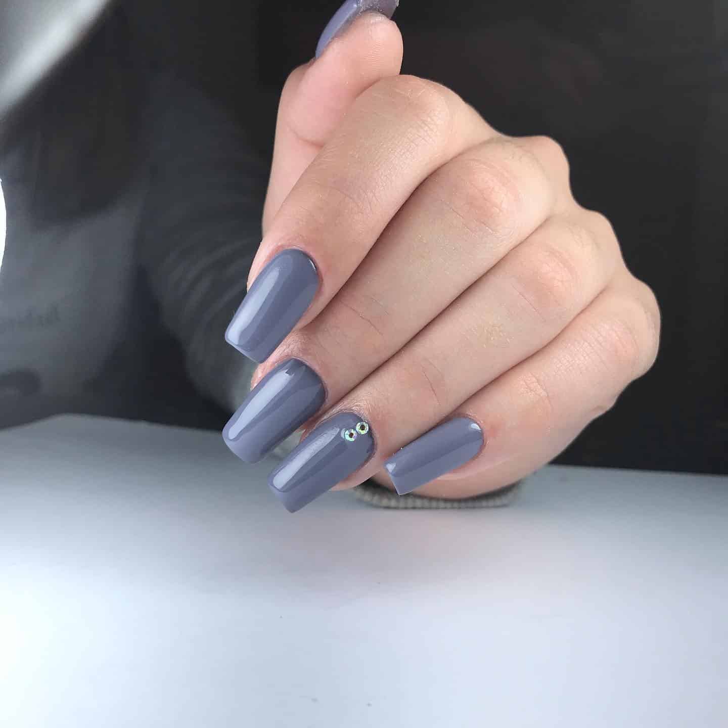 5. Dusty Blue Grey Coffin Nails - grey coffin nail ideas