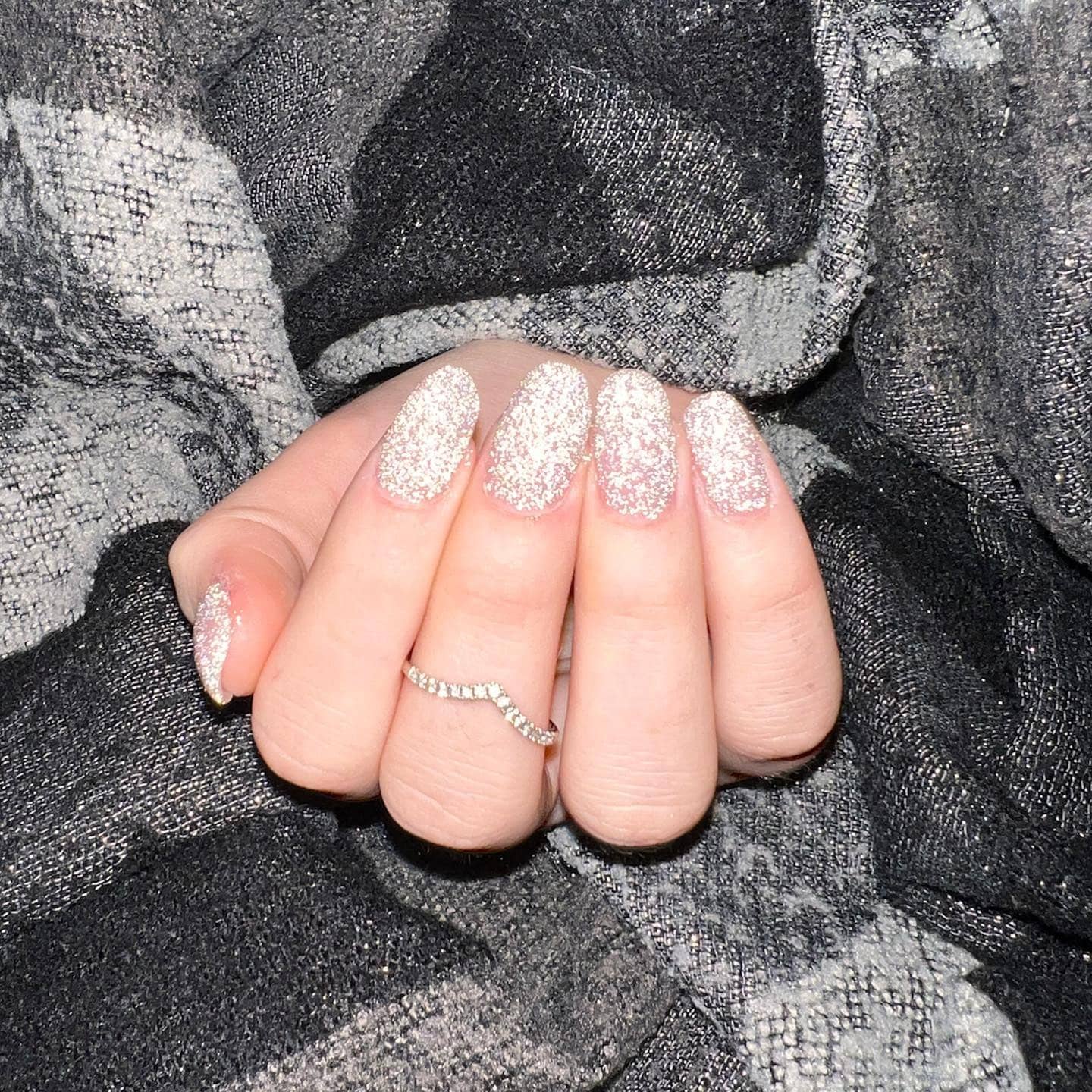 18. Full Silver Glitter Almond Nails - glitter sparkle nail ideas